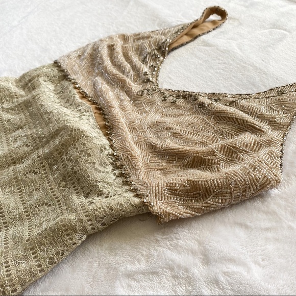 Vintage 1990’s Badgley Mischka Beaded Lace Maxi Formal Gown - Picture 3 of 11